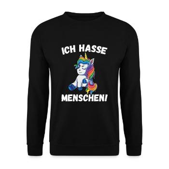 Je déteste les licornes - Sweat-shirt Unisexe - noir - Devant - Alina (178cm) & Michal (187cm)