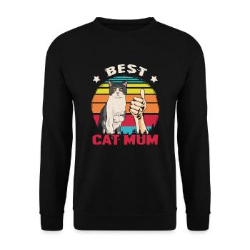 Best Cat Mum Ever Cats Vintage - Unisex Sweatshirt - black - Front - Alina (178cm) & Michal (187cm)