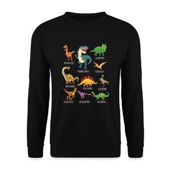 Types de dinosaures Graphiques Dino T-Rex Boys Dinos - Sweat-shirt Unisexe - noir - Devant - Alina (178cm) & Michal (187cm)
