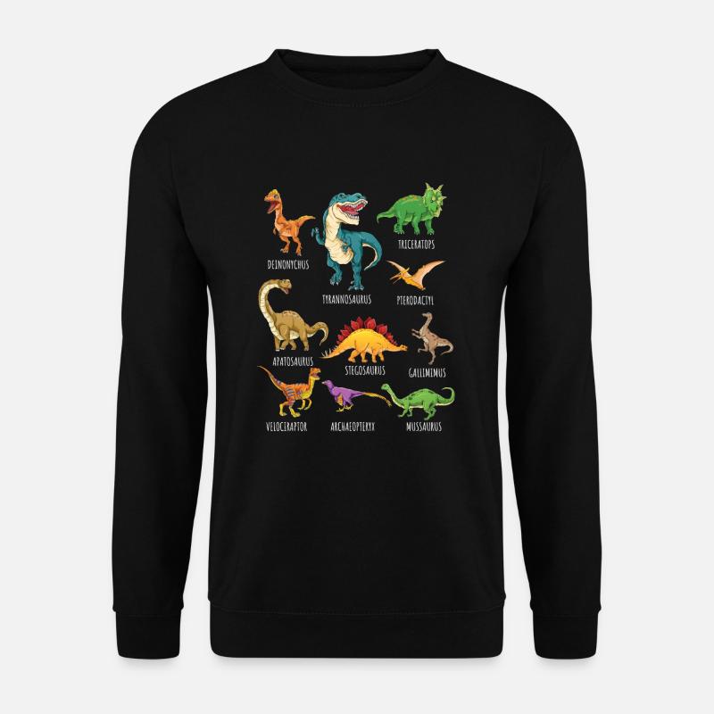 Dinosaurier-Arten Grafiken Dino T-Rex Jungen Dinos - Unisex Pullover - Schwarz