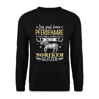 Das sind keine Pferdehaare das ist Noriker Glitzer - Unisex Pullover - Schwarz - Vorne - Alina (178cm) & Michal (187cm)