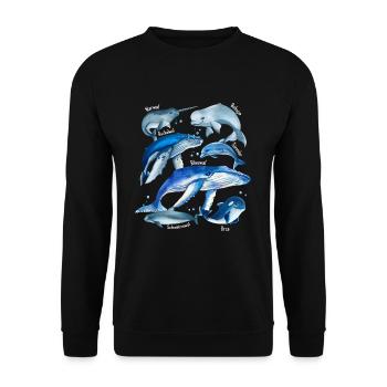 Whale species Various whales Blue whale orca narwhal Bel - Unisex Sweatshirt - black - Front - Alina (178cm) & Michal (187cm)