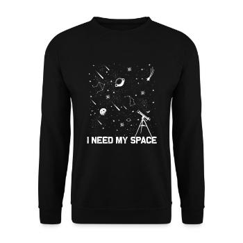 I Need My Space Cosmology Astronomy Stars Plant - Unisex Sweatshirt - black - Front - Alina (178cm) & Michal (187cm)