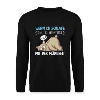 Ich Schlafe Lama Alpaka Schlafen Lustige Sprüche S - Unisex Pullover - Schwarz - Vorne - Alina (178cm) & Michal (187cm)
