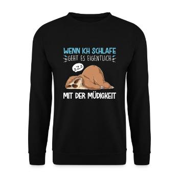 Ich Schlafe Faultier Schlafen Lustige Sprüche Schl - Unisex Pullover - Schwarz - Vorne - Alina (178cm) & Michal (187cm)