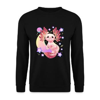 Axolotl Space Kawaii Space Rocket Astronaut Pla - Unisex Sweatshirt - black - Front - Alina (178cm) & Michal (187cm)