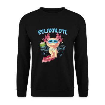Relaxalotl Axolotl Holiday Beach Swimming - Unisex Sweatshirt - black - Front - Alina (178cm) & Michal (187cm)
