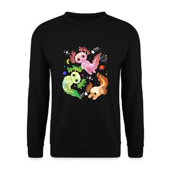 Axolotl Space Kawaii spatial fusée astronaute Pla - Sweat-shirt Unisexe - noir - Devant - Alina (178cm) & Michal (187cm)