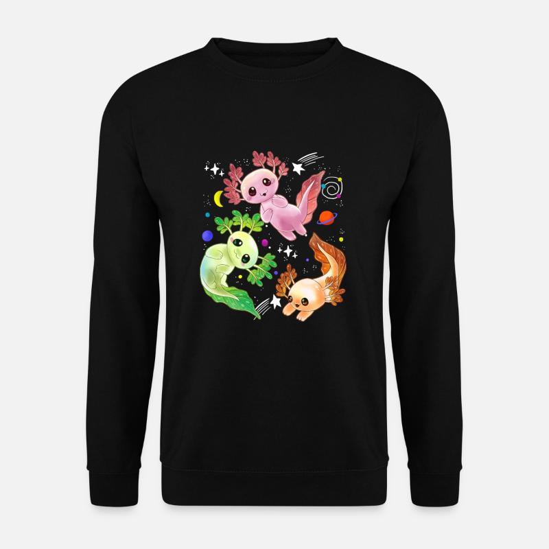 Axolotl Space Kawaii Weltraum Rakete Astronaut Pla - Unisex Pullover - Schwarz