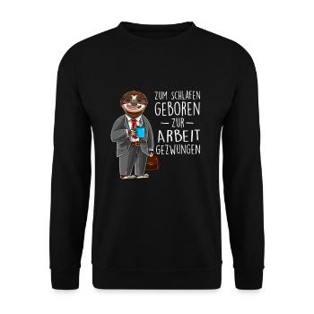 Zum Schlafen Geboren Zum Arbeiten Gezwungen Faulti - Unisex Pullover - Schwarz - Vorne - Alina (178cm) & Michal (187cm)