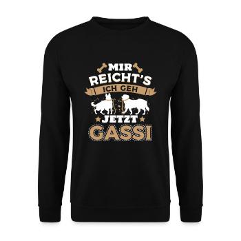 Mir Reicht's Ich geh jetzt Gassi Spruch für Herrch - Unisex Pullover - Schwarz - Vorne - Alina (178cm) & Michal (187cm)