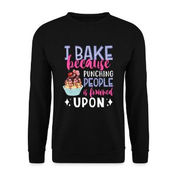 I Bake Because Punching People Is Frowned Upon Bak - Unisex Pullover - Schwarz - Vorne - Alina (178cm) & Michal (187cm)