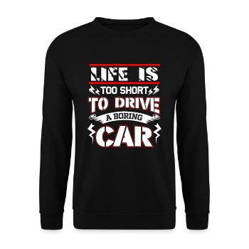 E-car Electric Car saying rEVolution EV power car - Unisex Pullover - Schwarz - Vorne - Alina (178cm) & Michal (187cm)