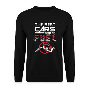 E-car Electric Funny Car Saying rEVolution EV - Unisex Pullover - Schwarz - Vorne - Alina (178cm) & Michal (187cm)