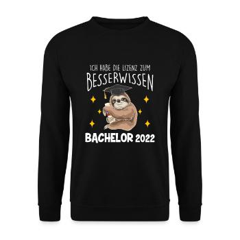 Ich Habe Die Lizenz Zum Besserwissen Faultier Bach - Unisex Pullover - Schwarz - Vorne - Alina (178cm) & Michal (187cm)