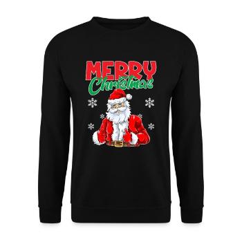 Merry Christmas Frohe Weihnachten Xmas Lustiger Sa - Unisex Pullover - Schwarz - Vorne - Alina (178cm) & Michal (187cm)