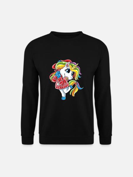 Lustiges Einhorn mit Christmas Ugly Sweater Weihna - Unisex Pullover - Schwarz