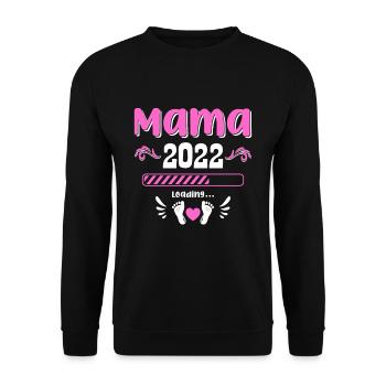 Mama 2022 Laden Mutter Muttertag Werdende Mama Loa - Unisex Pullover - Schwarz - Vorne - Alina (178cm) & Michal (187cm)