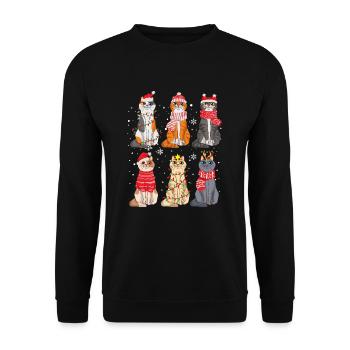 Katzen Weihnachtsbaum Weihnachten Spruch Meowy Cat - Unisex Pullover - Schwarz - Vorne - Alina (178cm) & Michal (187cm)