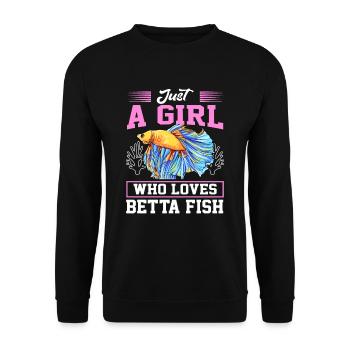 Just A Girl Who Loves Betta Fish Siamesischer Kamp - Unisex Pullover - Schwarz - Vorne - Alina (178cm) & Michal (187cm)