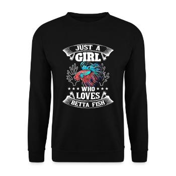 Just A Girl Who Loves Betta Fish Siamesischer Kamp - Unisex Pullover - Schwarz - Vorne - Alina (178cm) & Michal (187cm)