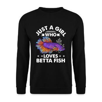 Just A Girl Who Loves Betta Fish Siamesischer Kamp - Unisex Pullover - Schwarz - Vorne - Alina (178cm) & Michal (187cm)