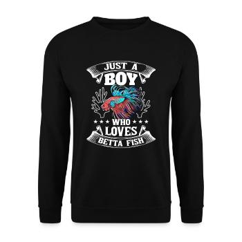 Just A Boy Who Loves Betta Fish Siamesischer Kampf - Unisex Pullover - Schwarz - Vorne - Alina (178cm) & Michal (187cm)