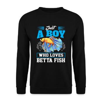 Just A Boy Who Loves Betta Fish Siamesischer Kampf - Unisex Pullover - Schwarz - Vorne - Alina (178cm) & Michal (187cm)