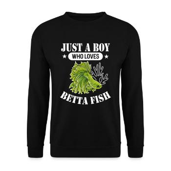 Just A Boy Who Loves Betta Fish Siamesischer Kampf - Unisex Pullover - Schwarz - Vorne - Alina (178cm) & Michal (187cm)
