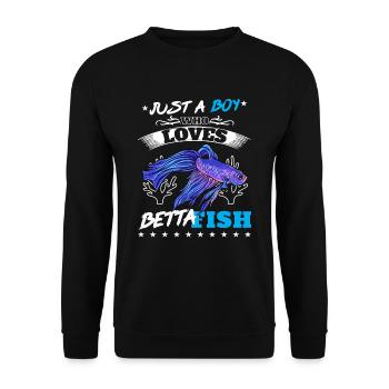 Just A Boy Who Loves Betta Fish Siamesischer Kampf - Unisex Pullover - Schwarz - Vorne - Alina (178cm) & Michal (187cm)