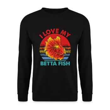 I Love My Betta Fish Splendens Siamesischer Kampff - Unisex Pullover - Schwarz - Vorne - Alina (178cm) & Michal (187cm)