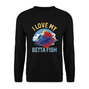 I Love My Betta Fish Splendens Siamesischer Kampff - Unisex Pullover - Schwarz - Vorne - Alina (178cm) & Michal (187cm)