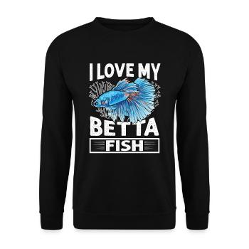 I Love My Betta Fish Splendens Siamesischer Kampff - Unisex Pullover - Schwarz - Vorne - Alina (178cm) & Michal (187cm)