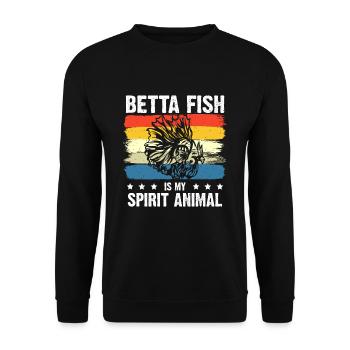 Betta Fish Is My Spirit Animal Siamesischer Kampff - Unisex Pullover - Schwarz - Vorne - Alina (178cm) & Michal (187cm)