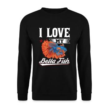 I Love My Betta Fish Splendens Siamesischer Kampff - Unisex Pullover - Schwarz - Vorne - Alina (178cm) & Michal (187cm)