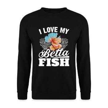 I Love My Betta Fish Splendens Siamesischer Kampff - Unisex Pullover - Schwarz - Vorne - Alina (178cm) & Michal (187cm)