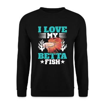 I Love My Betta Fish Splendens Siamesischer Kampff - Unisex Pullover - Schwarz - Vorne - Alina (178cm) & Michal (187cm)