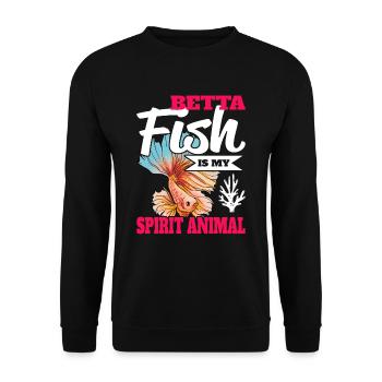 Betta Fish Is My Spirit Animal Siamesischer Kampff - Unisex Pullover - Schwarz - Vorne - Alina (178cm) & Michal (187cm)