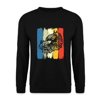 Vintage Siamesischer Kampffisch Retro Betta Splend - Unisex Pullover - Schwarz - Vorne - Alina (178cm) & Michal (187cm)