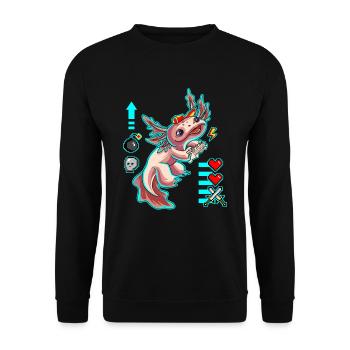 Gamesolotl Axolotl Gamer Molche Gamerin Gaming - Unisex Pullover - Schwarz - Vorne - Alina (178cm) & Michal (187cm)