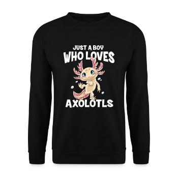 Just A Girl Who Loves Axolotls Jungen Süßes Axolot - Unisex Pullover - Schwarz - Vorne - Alina (178cm) & Michal (187cm)