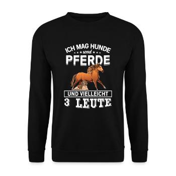 Ich Mag Hunde Und Pferde Und Vielleicht 3 Leute - Unisex Pullover - Schwarz - Vorne - Alina (178cm) & Michal (187cm)