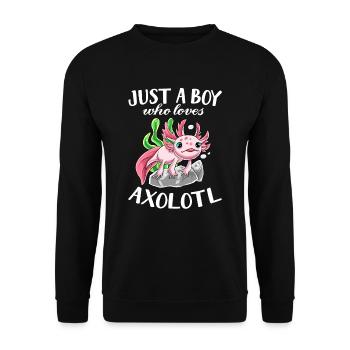Just A Girl Who Loves Axolotls Jungen Süßes Axolot - Unisex Pullover - Schwarz - Vorne - Alina (178cm) & Michal (187cm)
