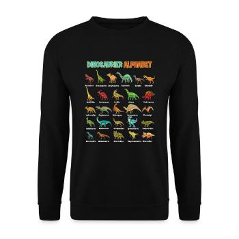 Dinosaurier-Arten Alphabet A-Z Dino ABC T-Rex Dino - Unisex Pullover - Schwarz - Vorne - Alina (178cm) & Michal (187cm)