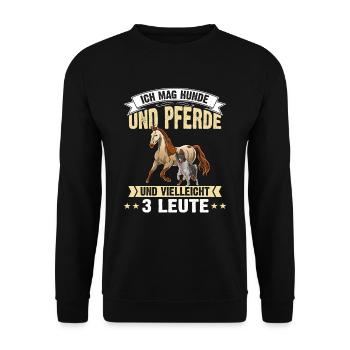 Ich Mag Hunde Und Pferde Und Vielleicht 3 Leute - Unisex Pullover - Schwarz - Vorne - Alina (178cm) & Michal (187cm)