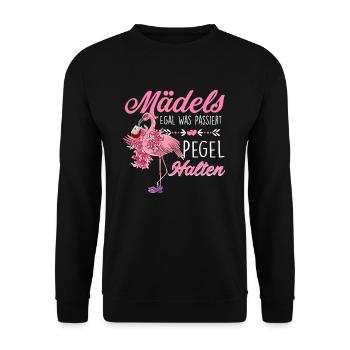 Mädels Egal Was Passiert Pegel Halten Wein Pink Fl - Unisex Pullover - Schwarz - Vorne - Alina (178cm) & Michal (187cm)