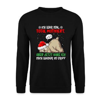 Ich War Mal Total Motiviert Weihnachten Alpaka Lam - Unisex Pullover - Schwarz - Vorne - Alina (178cm) & Michal (187cm)