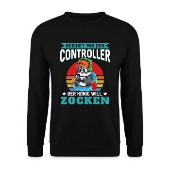 Reichet Mir Den Controller Ihr Narren Der König Wi - Unisex Pullover - Schwarz - Vorne - Alina (178cm) & Michal (187cm)