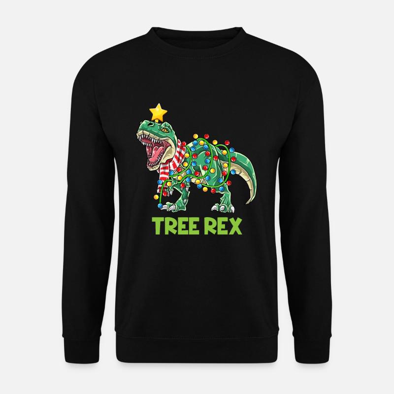 T-Rex Weihnachten Dinosaurier Weihnachtsbaum Dino - Unisex Pullover - Schwarz