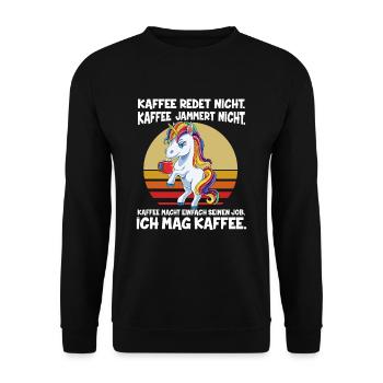Kaffee Redet Nicht Kaffee Jammert Nicht Ich Mag Ei - Unisex Pullover - Schwarz - Vorne - Alina (178cm) & Michal (187cm)